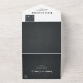 Rustikale Schwarz-Weiß-Monogramm Moderne Hochzeit All In One Einladung (Außenbereich)