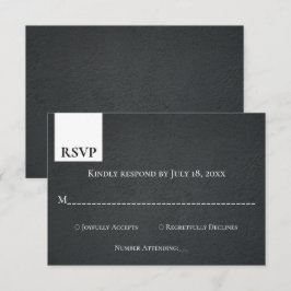 Rustikale Schwarz-Weiß-Monogramm Moderne Hochzeit RSVP Karte