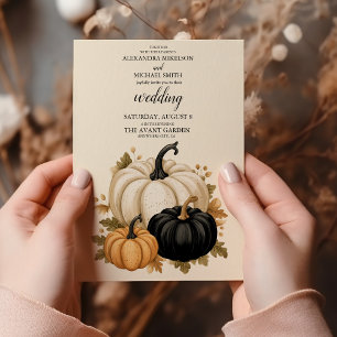 Rustikale Schwarz-Weiß-Pumpkin-Hochzeit Einladung