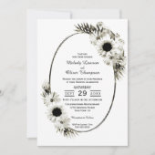 Rustikale Schwarz-Weiß-Sonnenblumen-Hochzeit Einladung (Vorderseite)