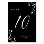 Rustikale Schwarz-Weiß-Wildblumen Boho Wedding Tischnummer (Vorderseite)