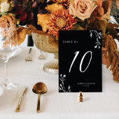 Rustikale Schwarz-Weiß-Wildblumen Boho Wedding Tischnummer