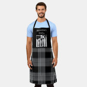 Rustikale Schwarz-weiße karierte Monogrammbezeichn Schürze (Getragen)