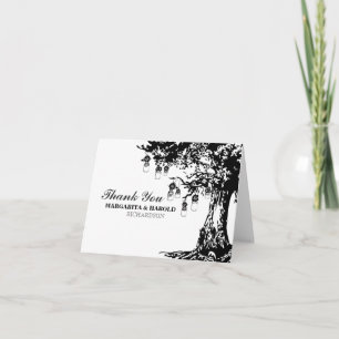 Rustikale schwarz-weiße Mason-Gläser Baum Danke-Ka Dankeskarte