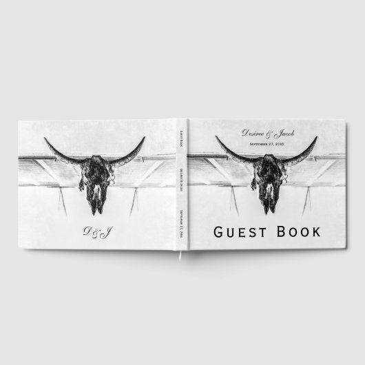 Rustikale Schwarz-Western-Skulptur Gästebuch (Voll)
