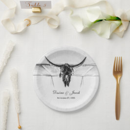 Rustikale Schwarz-Western-Skulptur Pappteller