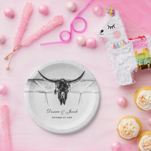 Rustikale Schwarz-Western-Skulptur Pappteller (Party)