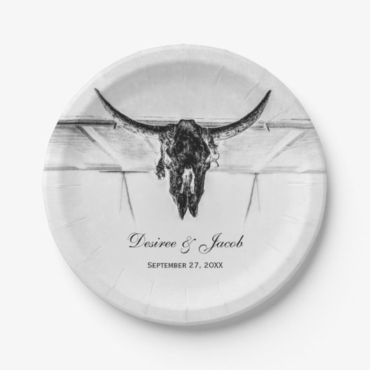 Rustikale Schwarz-Western-Skulptur Pappteller (Vorderseite)