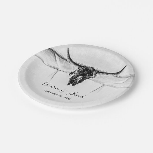 Rustikale Schwarz-Western-Skulptur Pappteller (Schrägansicht)