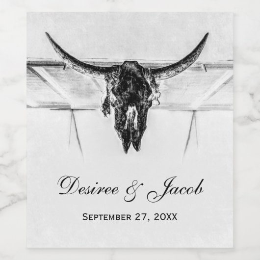 Rustikale Schwarz-Western-Skulptur Weinetikett (Einzelnes Label)