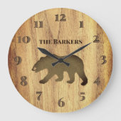 Rustikale Schwarzbär-Lodge Große Wanduhr (Vorderseite)
