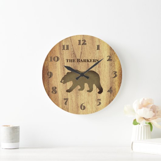 Rustikale Schwarzbär-Lodge Große Wanduhr (Zuhause)