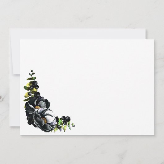 Rustikale schwarze Blütenhochzeit spart das Datum Save The Date (Rückseite)