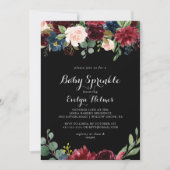 Rustikale schwarze Botanische Babysprinkle Einladung (Vorderseite)