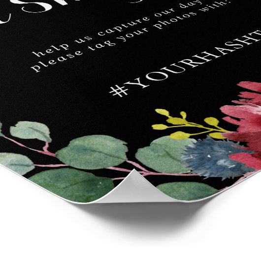 Rustikale Schwarze Botanische Hochzeit Oh Snap Zei Poster (Ecke)