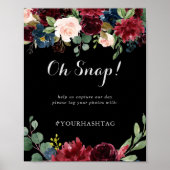 Rustikale Schwarze Botanische Hochzeit Oh Snap Zei Poster (Vorne)