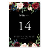 Rustikale Schwarze Botanische Hochzeit Tischnummer (Rückseite)