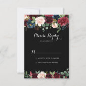 Rustikale schwarze Botanische Hochzeitskarte RSVP Karte (Vorderseite)