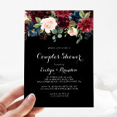 Rustikale schwarze Botanische Paare Dusche Einladung