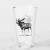 Rustikale schwarze Elch-Illustration Glas (Rückseite)