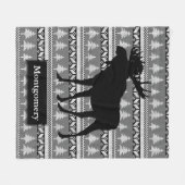 Rustikale schwarze Elch-nordischer Fleecedecke (Vorderseite (Horizontal))