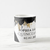 Rustikale Schwarze Gold-Blütenprinzessin Quinceane Kaffeetasse (Mittel)