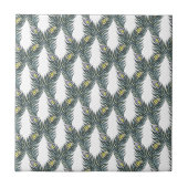 Rustikale schwarze, grüne und weiße Pfauenfedern Fliese (Vorderseite)