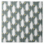 Rustikale schwarze, grüne und weiße Pfauenfedern Fliese (Vorderseite)