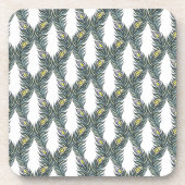 Rustikale schwarze, grüne und weiße Pfauenfedern Getränkeuntersetzer (Vorderseite)