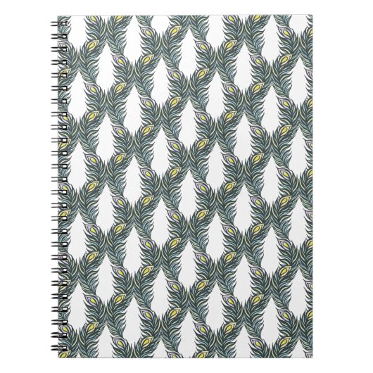 Rustikale schwarze, grüne und weiße Pfauenfedern Notizblock (Vorderseite)