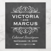 Rustikale schwarze Halbpension Hochzeitsmonogramm  Weinetikett (Einzelnes Label)