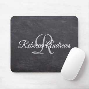 Rustikale Schwarze Halbpension Monogramm Mousepad