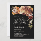 Rustikale Schwarze Hochzeit nach dem Party Einladung (Vorderseite)