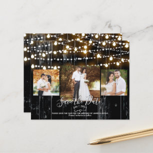 Rustikale Schwarze Holz & Lichter Foto Save-the-Da