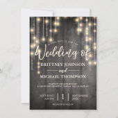 Rustikale schwarze Holzsaitenleuchten zum Hochzeit Einladung (Vorderseite)