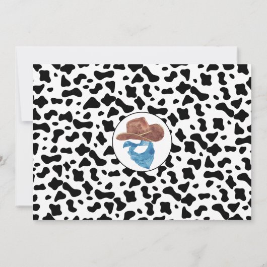 Rustikale schwarze Kuh Print Cowboy Rodeo 1. Gebur Einladung (Rückseite)