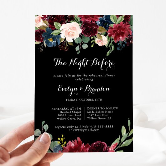 Rustikale Schwarze Nacht vor dem Probe Einladung