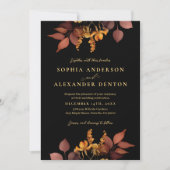 Rustikale Schwarze Rost Fall Blume Hochzeit Einladung (Vorderseite)