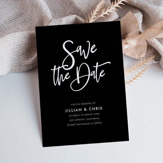 rustikale, schwarze Save the Date Karte