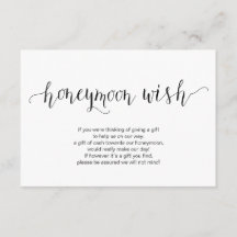 Rustikale schwarze Schrift, Wedding Honeymoon Wish