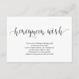Rustikale schwarze Schrift, Wedding Honeymoon Wish Begleitkarte