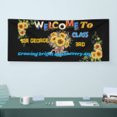 Rustikale schwarze Sonnenblumen-Lehrer-Klassenzimm Banner (Messe)