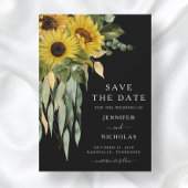 Rustikale schwarze Sonnenblumen Save The Date