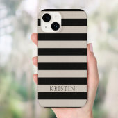 Rustikale schwarze Streifen Mit Monogramm iPhone Hülle