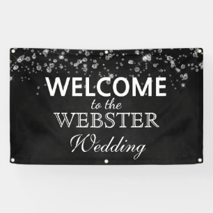 Rustikale schwarze Tafel-Diamant-elegante Hochzeit Banner