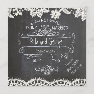 Rustikale schwarze Tafel-Vintage Einladung