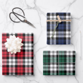 Rustikale Schwarze Uhr Tartan Karierte Weihnachten Geschenkpapier Set