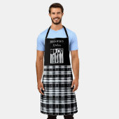 Rustikale schwarze weiße Karo-Monogramm-Küche Schürze (Getragen)
