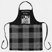 Rustikale schwarze weiße Karo-Monogramm-Name-Küche Schürze (Vorderseite)