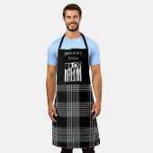 Rustikale schwarze weiße Karo-Monogramm-Name-Küche Schürze (Getragen)